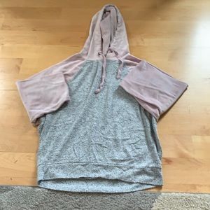 Woman’s gray and pink soft velvet hoodie Woman XS